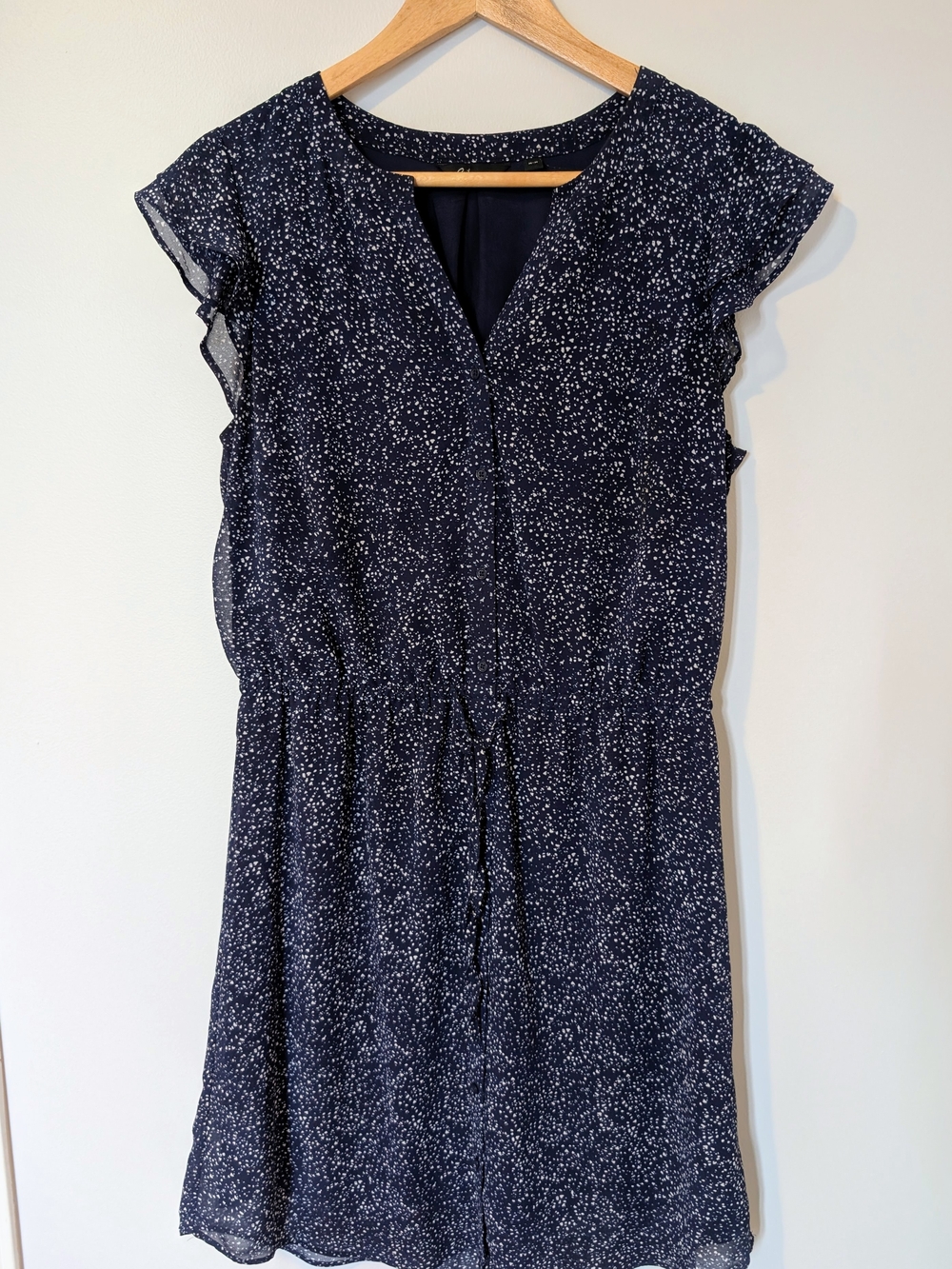 Reitmans Navy Micro-Dot Midi Dress